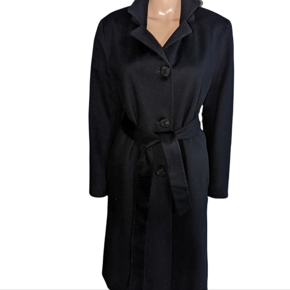 ESCADA Black Classic Belted Wool Coat